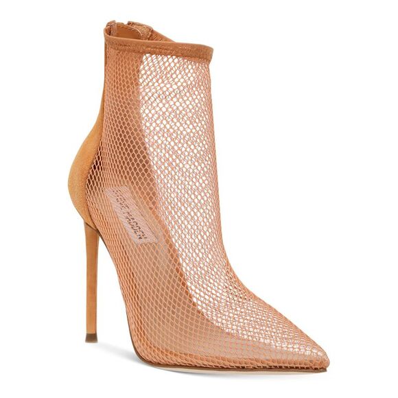 NWT STEVE MADDEN Womens Brown Mesh Vielo Pointed Toe Stiletto Booties 10 M - Picture 1 of 5